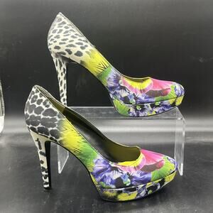 Nine West womens Makayla 4.5 inch heel size 10 floral animal print stiletto pump